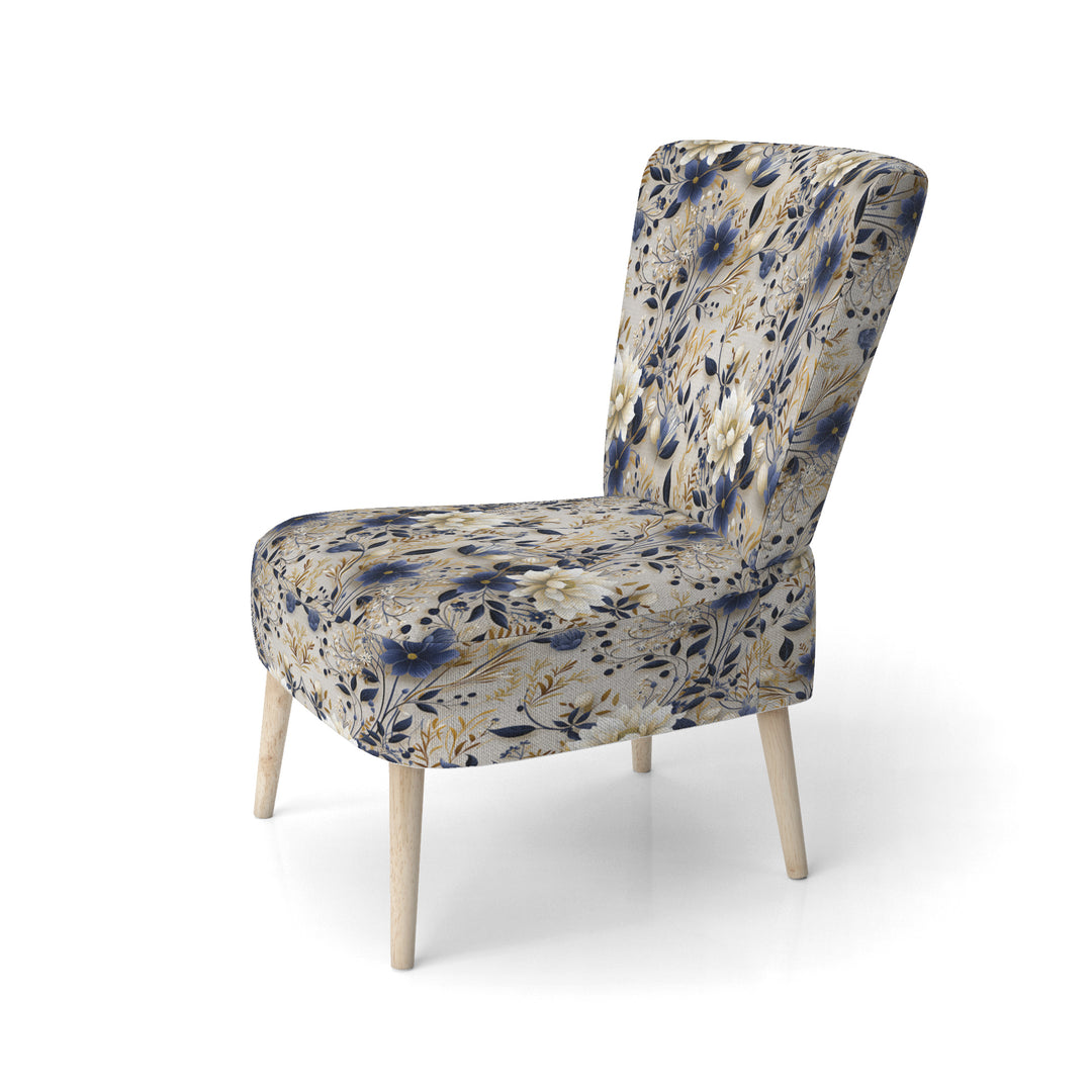 Tranquil White Floral Abundance Zen - Cottage Accent Slipper Chair