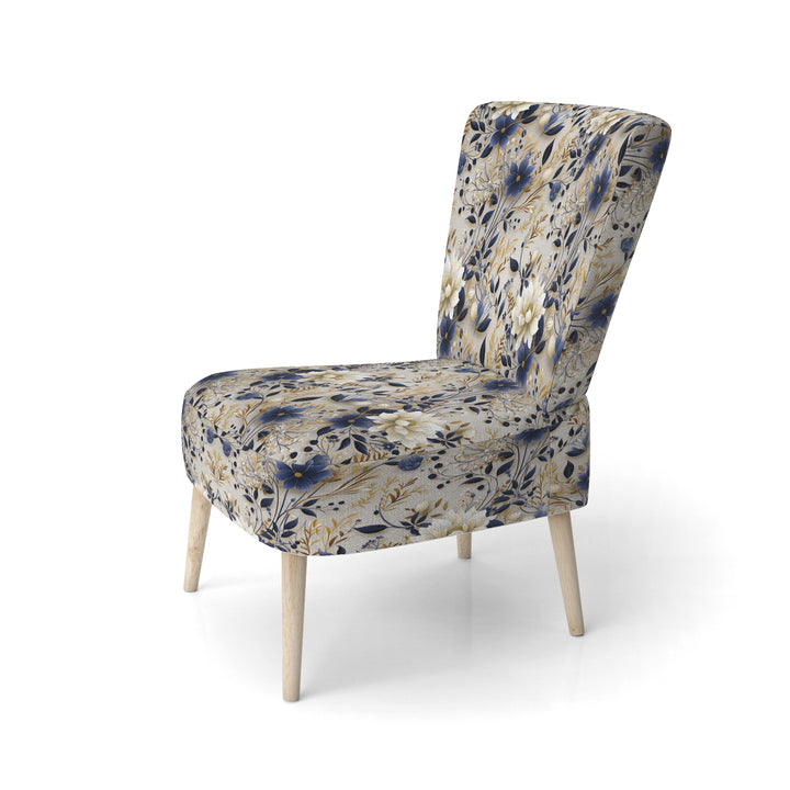Tranquil White Floral Abundance Zen - Cottage Accent Slipper Chair