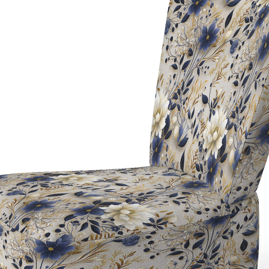 Tranquil White Floral Abundance Zen - Cottage Accent Slipper Chair