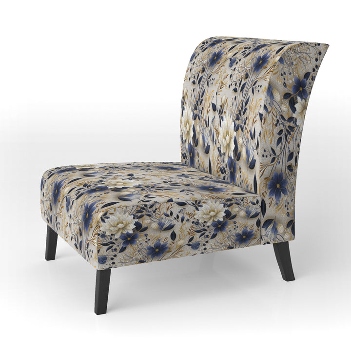 Tranquil White Floral Abundance Zen - Cottage Accent Slipper Chair