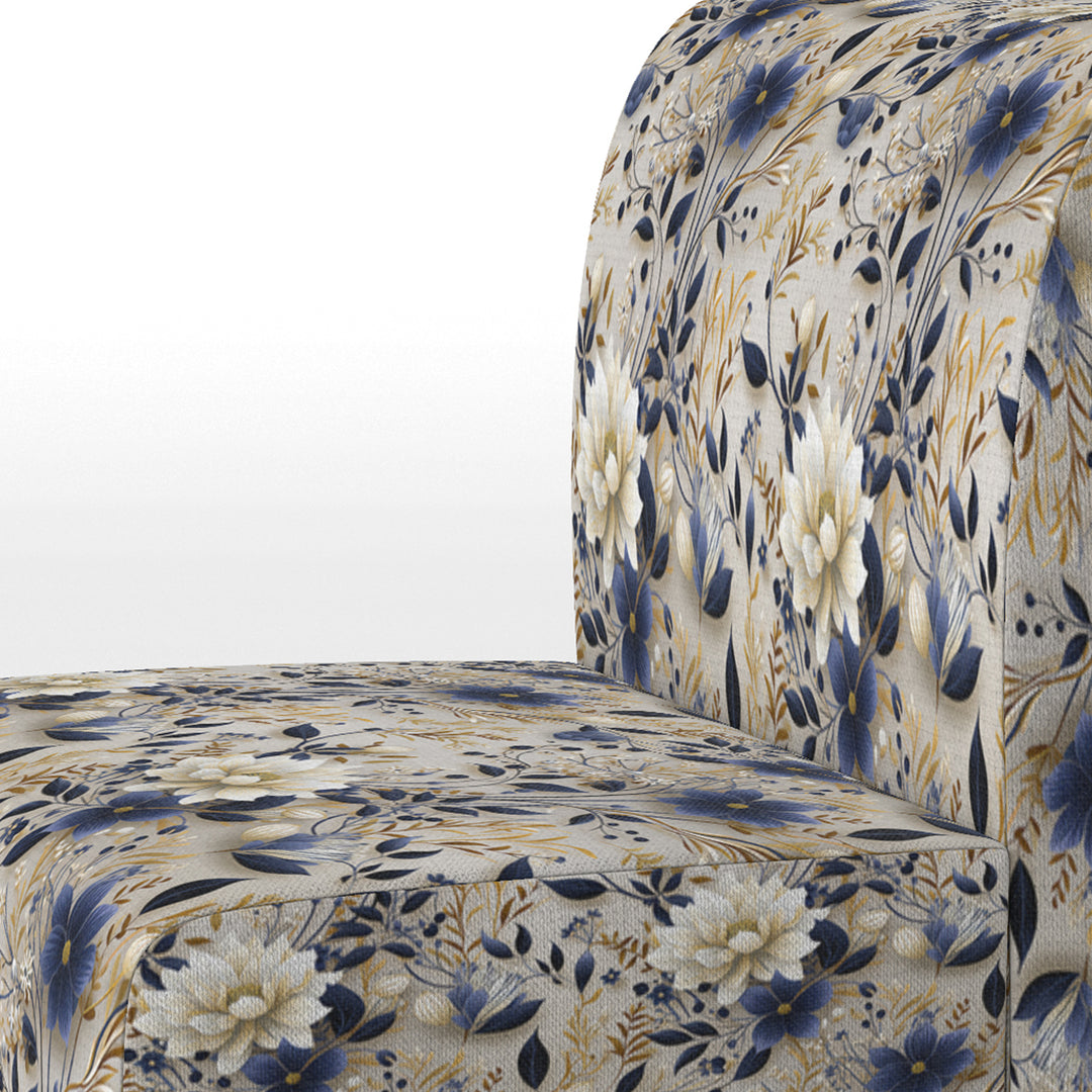 Tranquil White Floral Abundance Zen - Cottage Accent Slipper Chair
