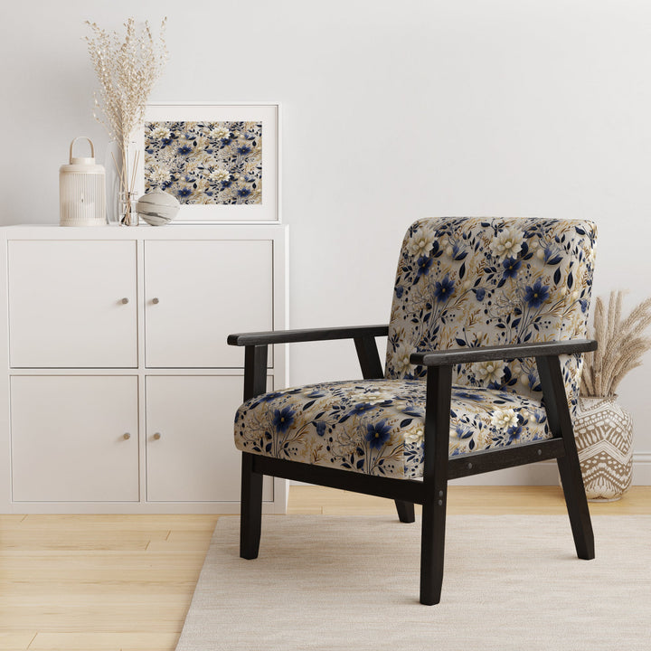Tranquil White Floral Abundance Zen - Cottage Accent Slipper Chair