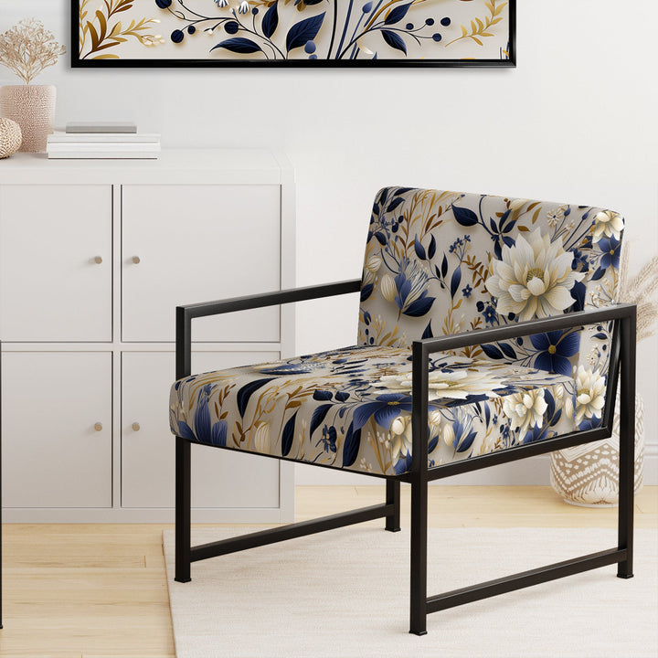 Tranquil White Floral Abundance Zen - Cottage Accent Slipper Chair