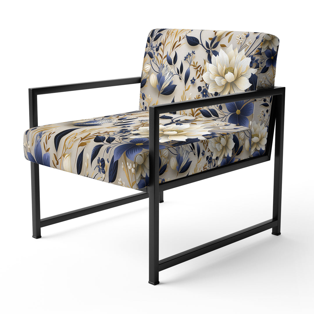 Tranquil White Floral Abundance Zen - Cottage Accent Slipper Chair