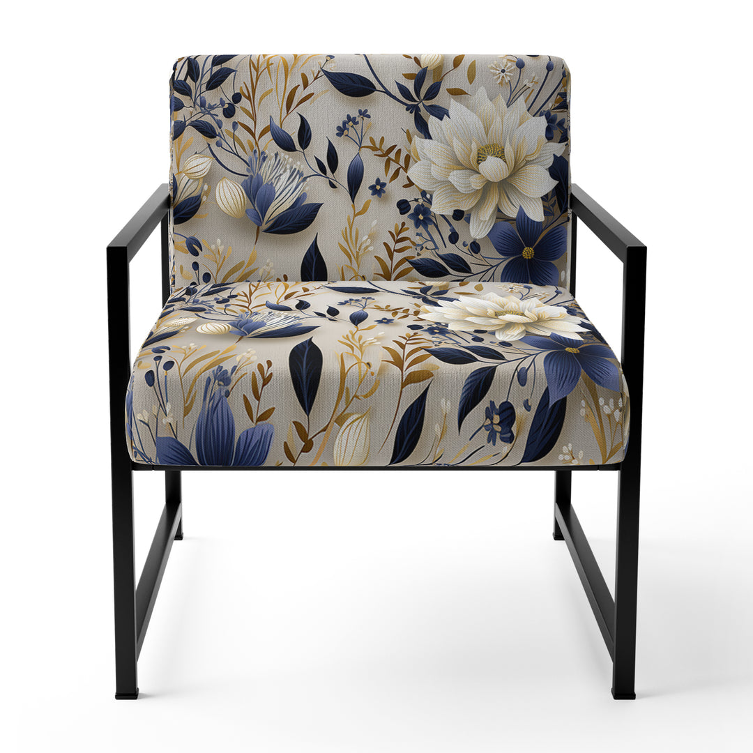 Tranquil White Floral Abundance Zen - Cottage Accent Slipper Chair