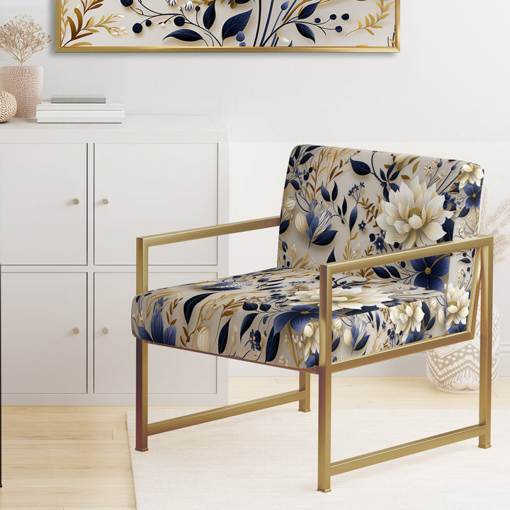 Tranquil White Floral Abundance Zen - Cottage Accent Slipper Chair