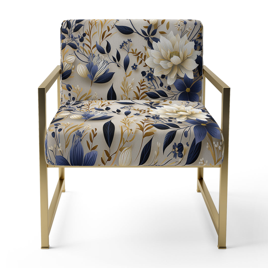 Tranquil White Floral Abundance Zen - Cottage Accent Slipper Chair