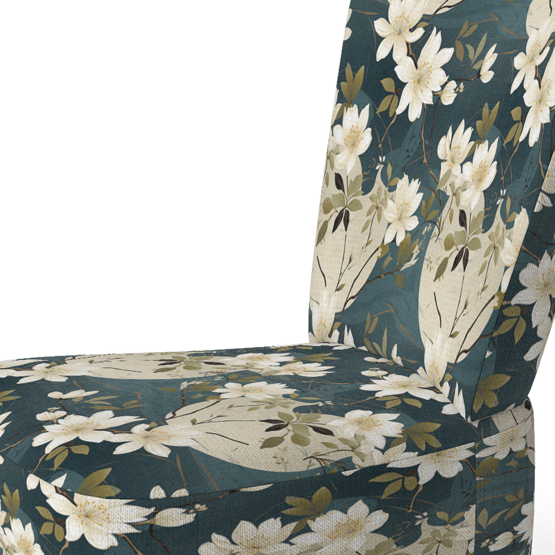 White And Green Tranquil Floral Elegant Zen - Upholstered Bohemian Accent Chairs