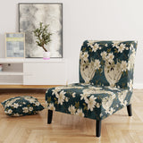 White And Green Tranquil Floral Elegant Zen - Upholstered Bohemian Accent Chairs