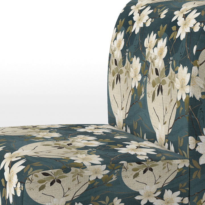 White And Green Tranquil Floral Elegant Zen - Upholstered Bohemian Accent Chairs