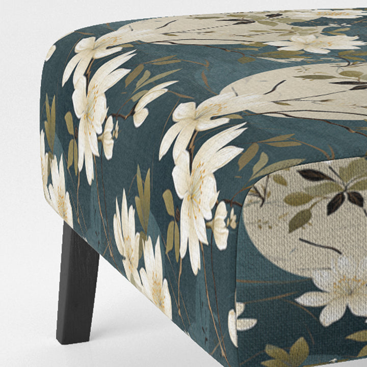 White And Green Tranquil Floral Elegant Zen - Upholstered Bohemian Accent Chairs