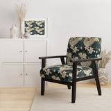 White And Green Tranquil Floral Elegant Zen - Upholstered Bohemian Accent Chairs
