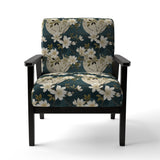 White And Green Tranquil Floral Elegant Zen - Upholstered Bohemian Accent Chairs