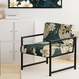 White And Green Tranquil Floral Elegant Zen - Upholstered Bohemian Accent Chairs