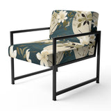 White And Green Tranquil Floral Elegant Zen - Upholstered Bohemian Accent Chairs