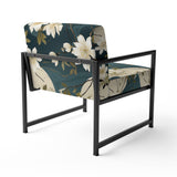 White And Green Tranquil Floral Elegant Zen - Upholstered Bohemian Accent Chairs