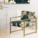 White And Green Tranquil Floral Elegant Zen - Upholstered Bohemian Accent Chairs