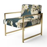 White And Green Tranquil Floral Elegant Zen - Upholstered Bohemian Accent Chairs