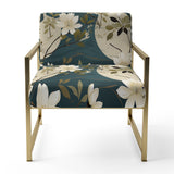White And Green Tranquil Floral Elegant Zen - Upholstered Bohemian Accent Chairs