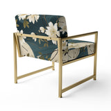 White And Green Tranquil Floral Elegant Zen - Upholstered Bohemian Accent Chairs