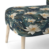 White And Gold Tranquil Lotus Zen - Upholstered Bohemian Accent Chairs