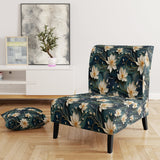 White And Gold Tranquil Lotus Zen - Upholstered Bohemian Accent Chairs