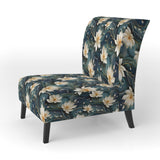 White And Gold Tranquil Lotus Zen - Upholstered Bohemian Accent Chairs