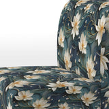 White And Gold Tranquil Lotus Zen - Upholstered Bohemian Accent Chairs