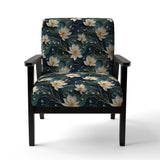 White And Gold Tranquil Lotus Zen - Upholstered Bohemian Accent Chairs