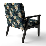 White And Gold Tranquil Lotus Zen - Upholstered Bohemian Accent Chairs