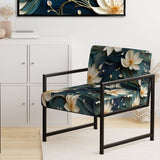 White And Gold Tranquil Lotus Zen - Upholstered Bohemian Accent Chairs