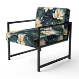 White And Gold Tranquil Lotus Zen - Upholstered Bohemian Accent Chairs