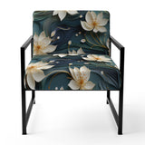 White And Gold Tranquil Lotus Zen - Upholstered Bohemian Accent Chairs