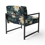 White And Gold Tranquil Lotus Zen - Upholstered Bohemian Accent Chairs