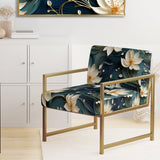 White And Gold Tranquil Lotus Zen - Upholstered Bohemian Accent Chairs