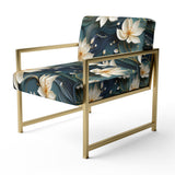 White And Gold Tranquil Lotus Zen - Upholstered Bohemian Accent Chairs