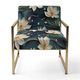 White And Gold Tranquil Lotus Zen - Upholstered Bohemian Accent Chairs