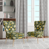 White And Green Peonies Retreat Oasis - Bohemian Accent Slipper Chair