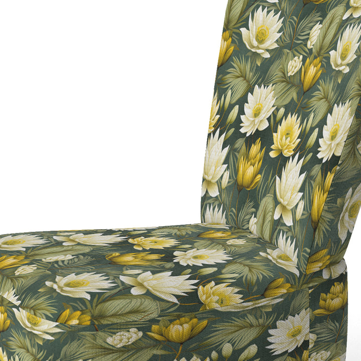 White And Green Peonies Retreat Oasis - Bohemian Accent Slipper Chair