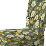 White And Green Peonies Retreat Oasis - Bohemian Accent Slipper Chair