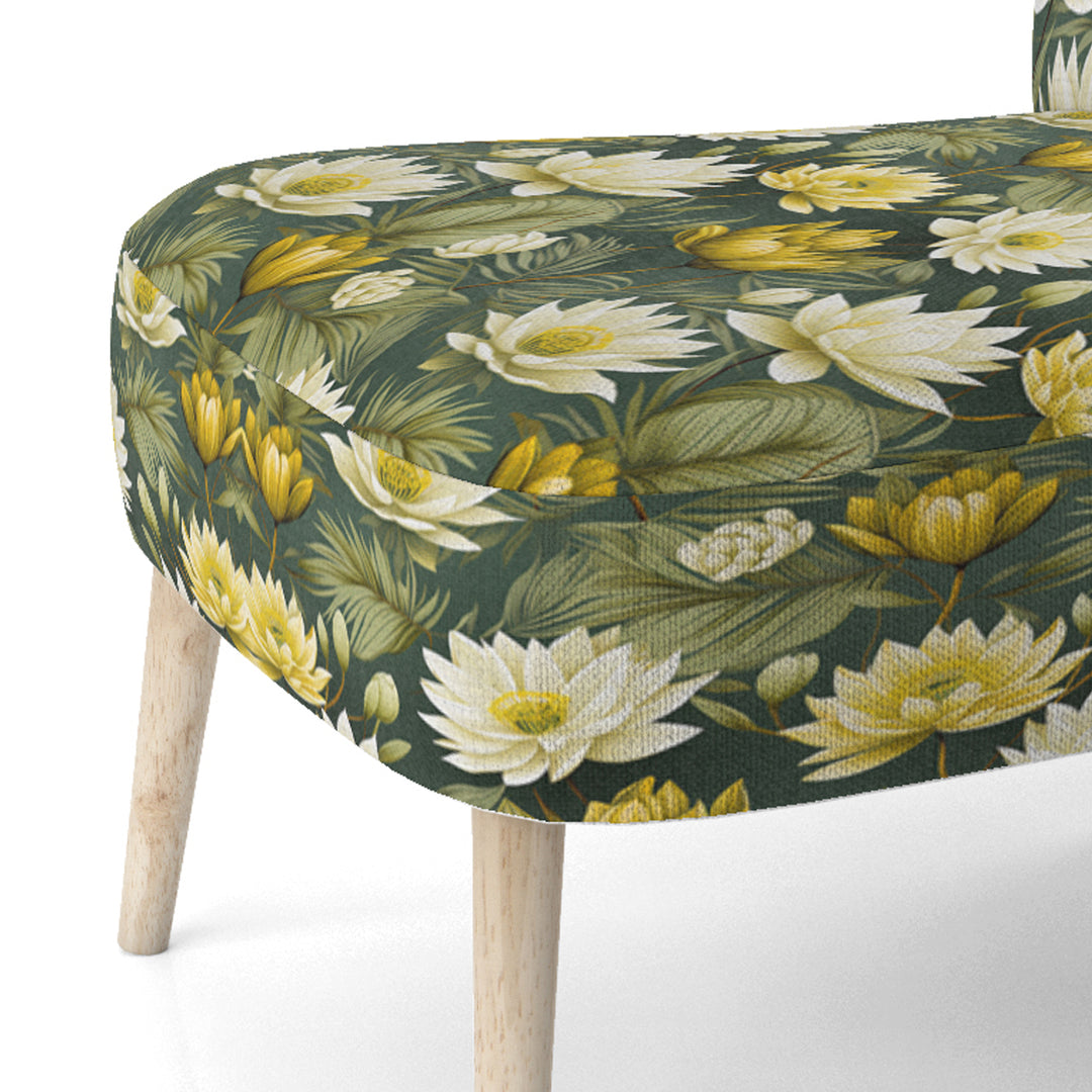 White And Green Peonies Retreat Oasis - Bohemian Accent Slipper Chair