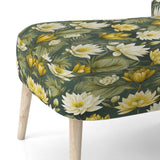 White And Green Peonies Retreat Oasis - Bohemian Accent Slipper Chair