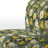 White And Green Peonies Retreat Oasis - Bohemian Accent Slipper Chair