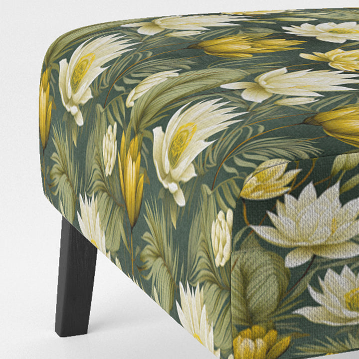 White And Green Peonies Retreat Oasis - Bohemian Accent Slipper Chair