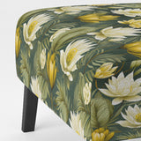 White And Green Peonies Retreat Oasis - Bohemian Accent Slipper Chair