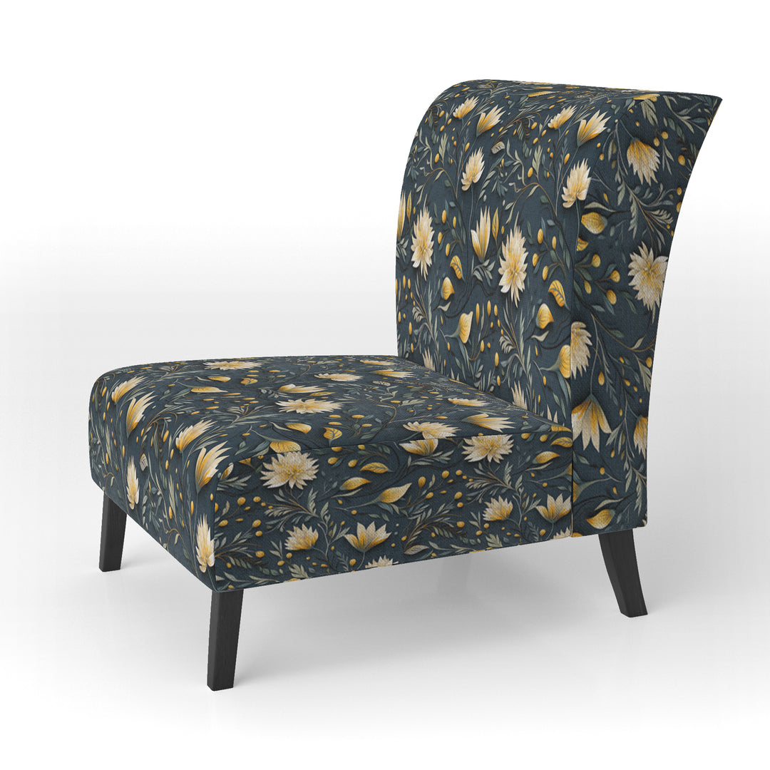 Yellow And Blue Tranquil Flowers Zen - Bohemian Arm Chair