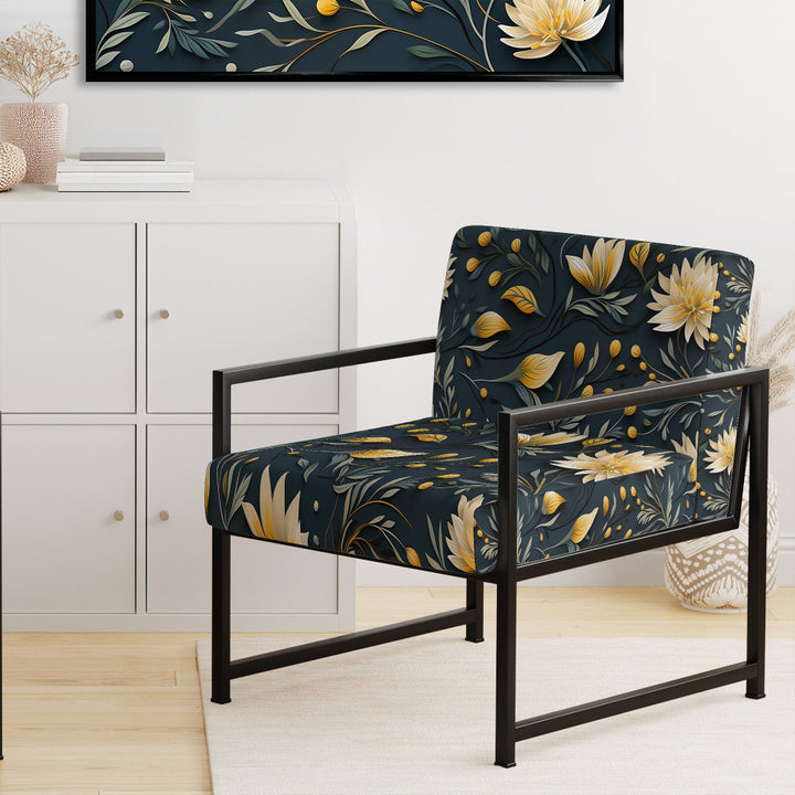 Yellow And Blue Tranquil Flowers Zen - Bohemian Arm Chair