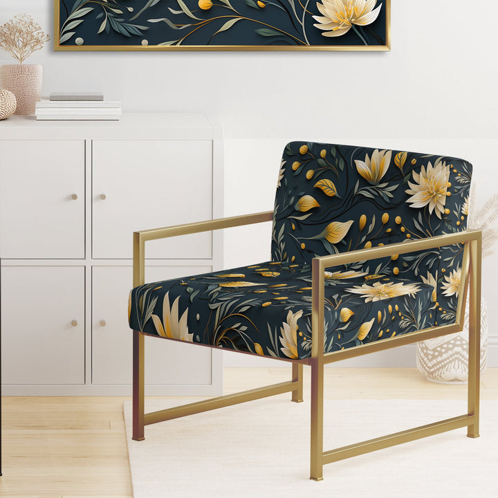 Yellow And Blue Tranquil Flowers Zen - Bohemian Arm Chair