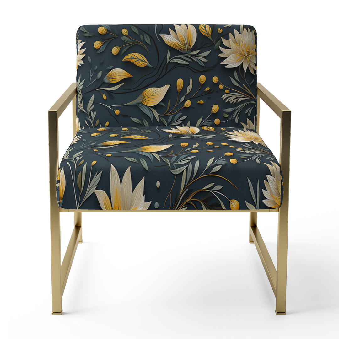 Yellow And Blue Tranquil Flowers Zen - Bohemian Arm Chair