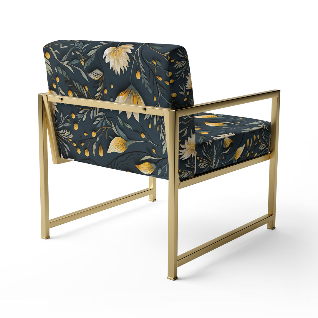 Yellow And Blue Tranquil Flowers Zen - Bohemian Arm Chair